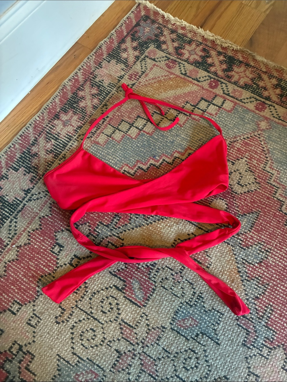 aerie Red Wrap Bikini Top